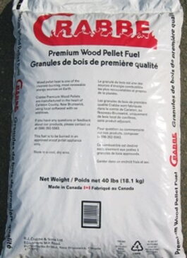 40 lb bag of Crabbe premium wood pellet fuel