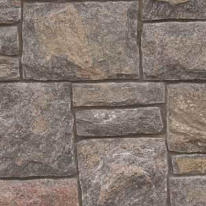 Close-up of gray and tan squared-and-rectangular Hawthorne stone wall texture