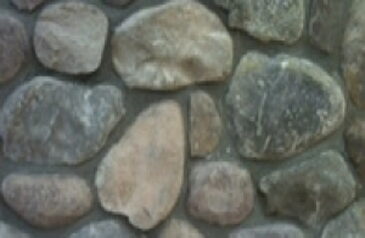 Close-up swatch of smooth rounded multicolor river stone veneer.